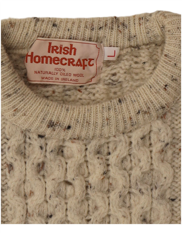 Irish Homecraft - Jersey de cuello redondo para hombre, talla grande, color gris moteado