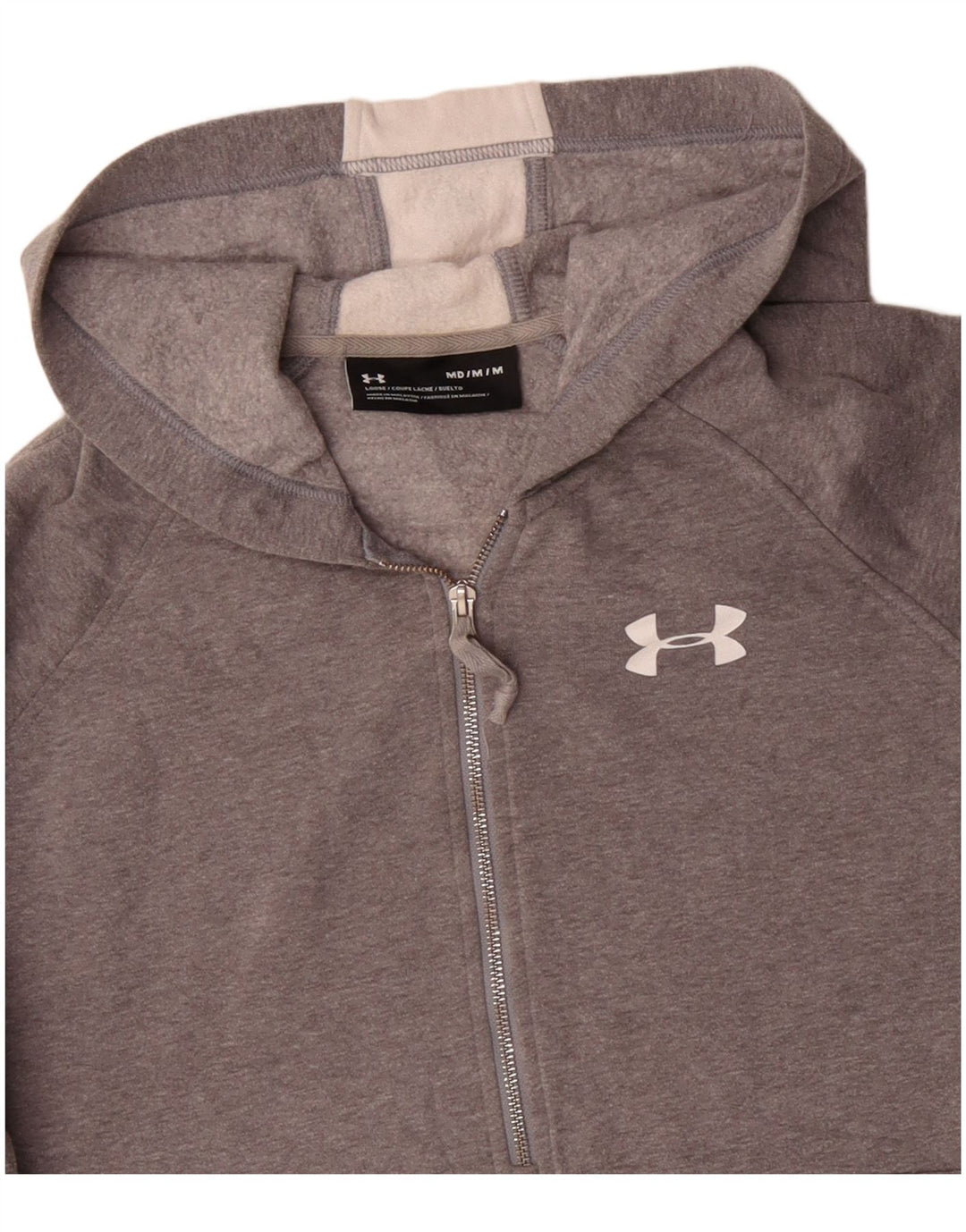 UNDER ARMOUR Jersey con capucha y cuello con cremallera y gráfico para hombre Gris medio Colorblock
