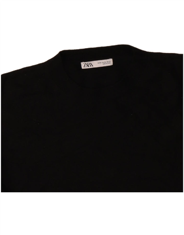 ZARA Mujer Jersey Oversize Con Cuello Redondo UK 40 XL Lana Negra