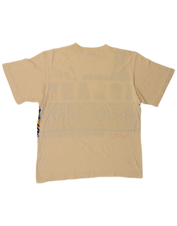 Byblos Camiseta gráfica para hombre Top grande de algodón beige