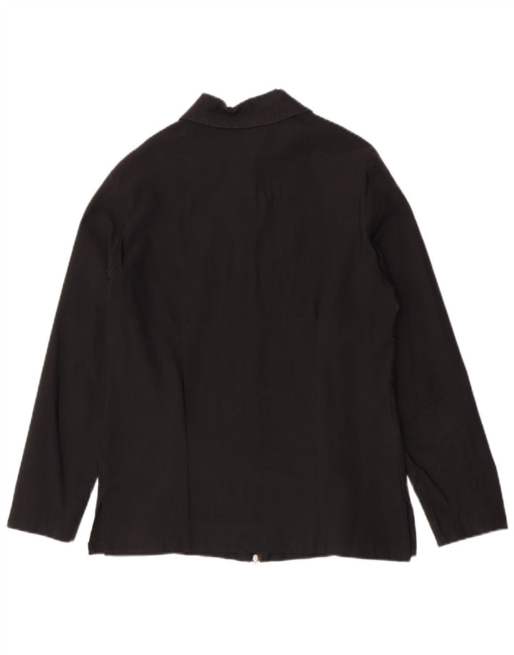Vintage Mujer Blouson Chaqueta Reino Unido 14 Viscosa Negra Mediana