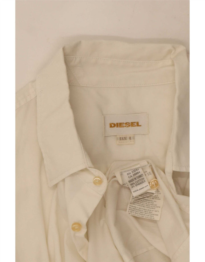 Camisa Diesel Hombre Grande Algodón Blanco