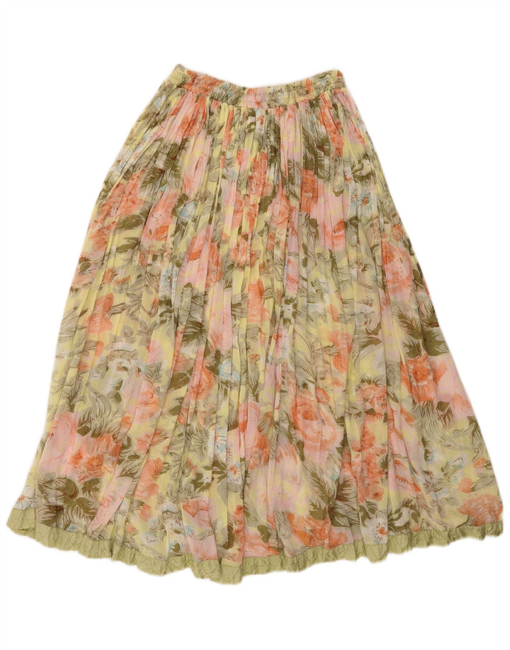 Vintage mujer falda plisada W26 pequeño verde floral