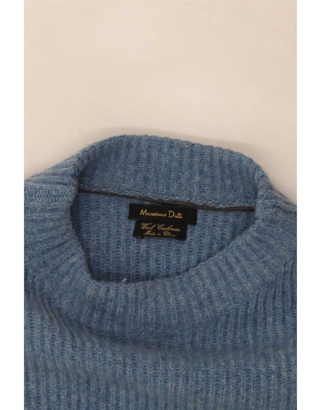 Jersey Massimo Dutti Hombre Cuello Alto Lana Azul Medio