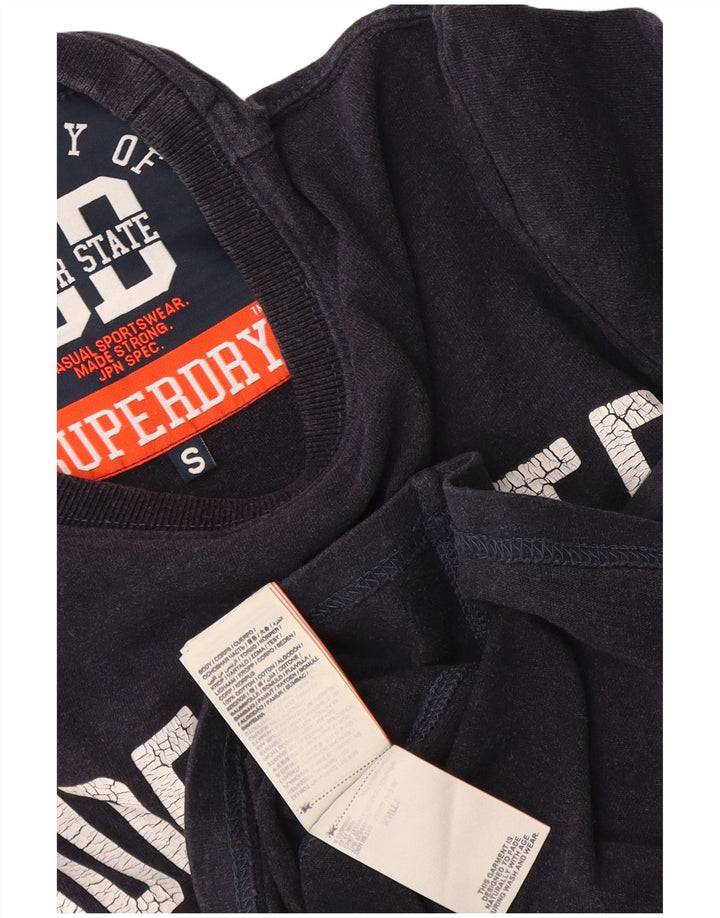 Superdry Top gráfico de manga larga de algodón azul marino pequeño para hombre