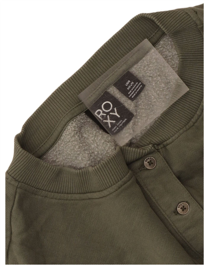 Roxy Mujer Botón Cuello Sudadera Jumper UK 46 Grande Caqui Algodón