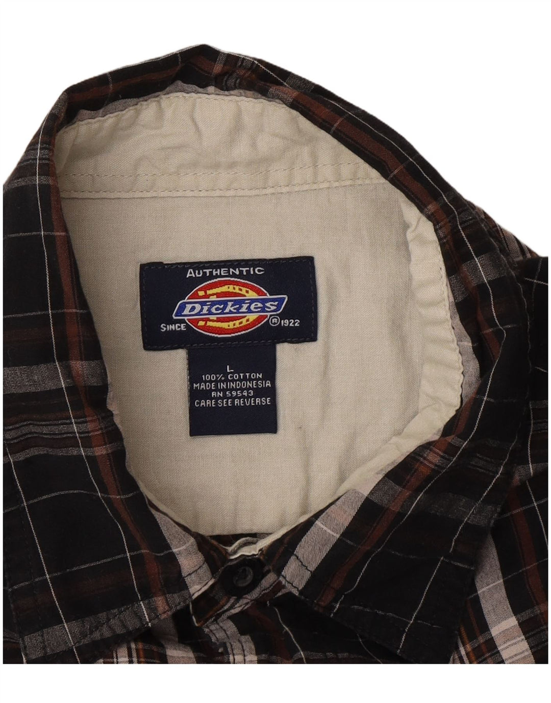 Dickies Camisa de manga corta para hombre de algodón a cuadros negros grandes