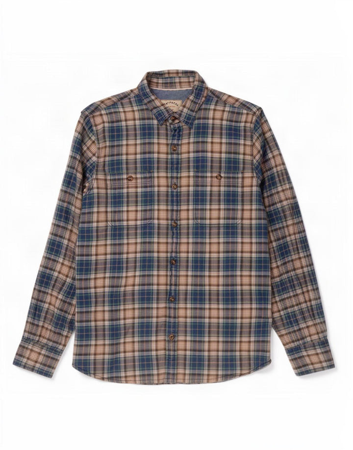 Camisa de franela para hombre de Fat Face de algodón a cuadros en azul medio