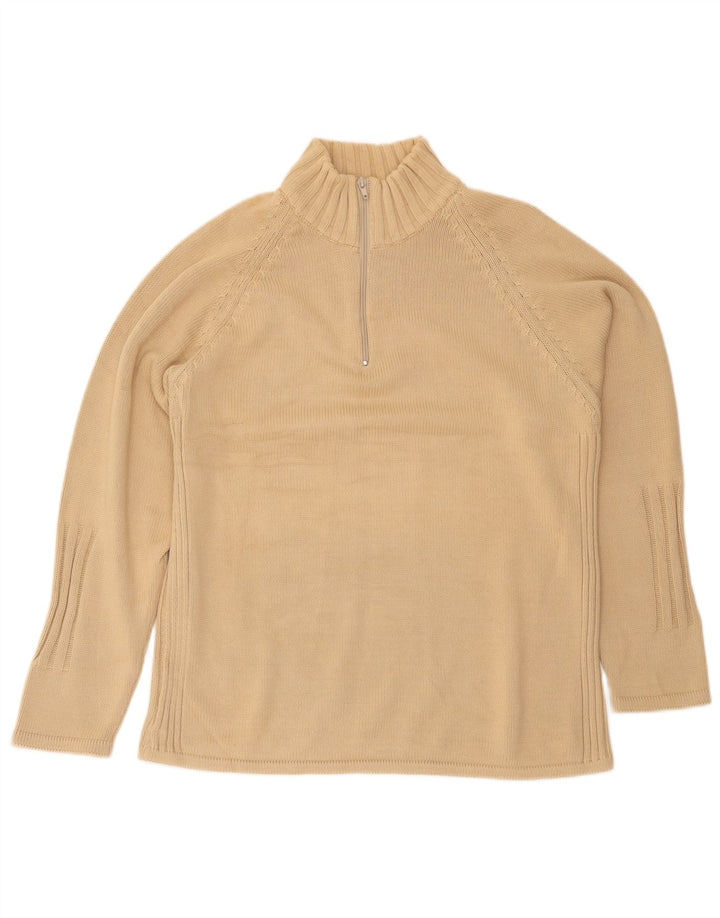 Osvaldo Bruni - Jersey para hombre con cuello y cremallera, talla grande, algodón beige