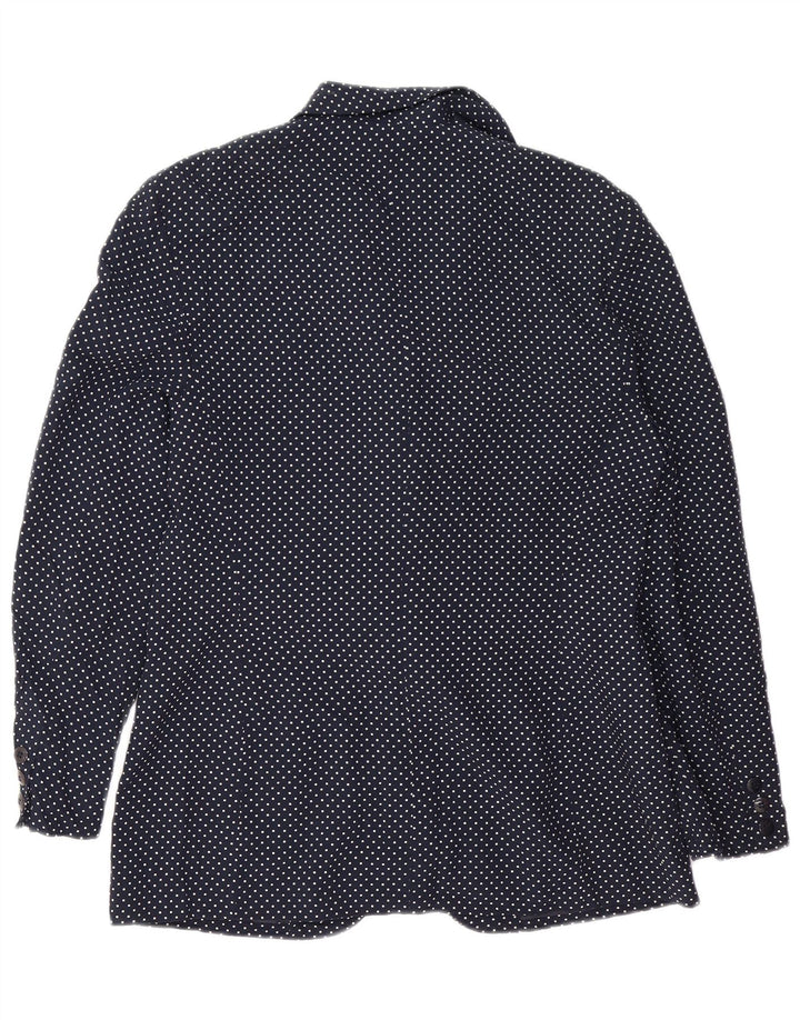 VINTAGE Mujer 1 Botón Blazer Chaqueta Reino Unido 14 Medio Azul Marino Manchado