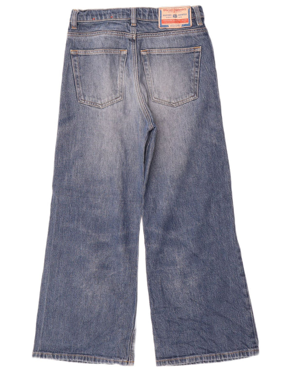 Diesel Vaqueros de pierna ancha desgastados para niños 9-10 años W26 L24 Algodón azul