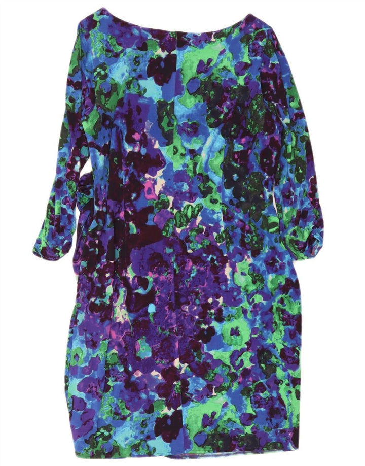 Coast Vestido recto de manga 3/4 con estampado abstracto para mujer UK 40 XL Azul