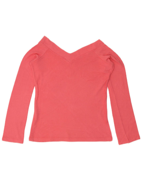 Zara Mujer Top Manga Larga UK 42 Large Viscosa Rosa