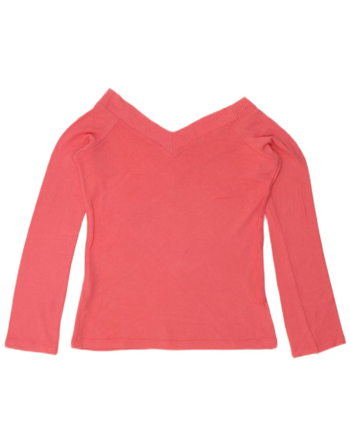 Zara Mujer Top Manga Larga UK 42 Large Viscosa Rosa
