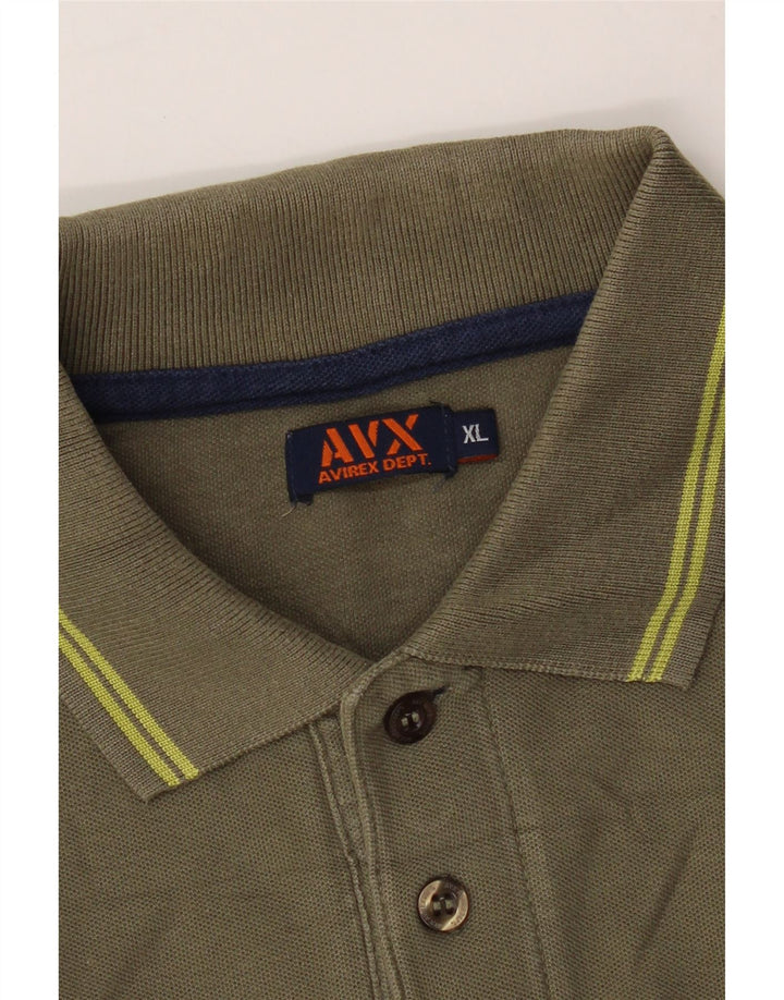 AVIREX Mens Polo Shirt XL Khaki Cotton Vintage Avirex and Second-Hand Avirex from Messina Hembry 