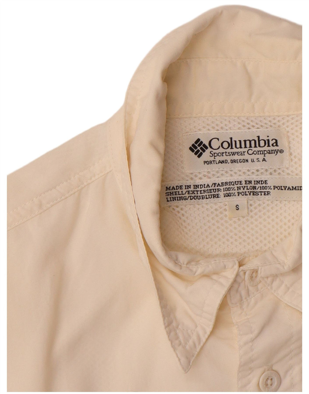 Camisa COLUMBIA para hombre pequeña de nailon blanco roto