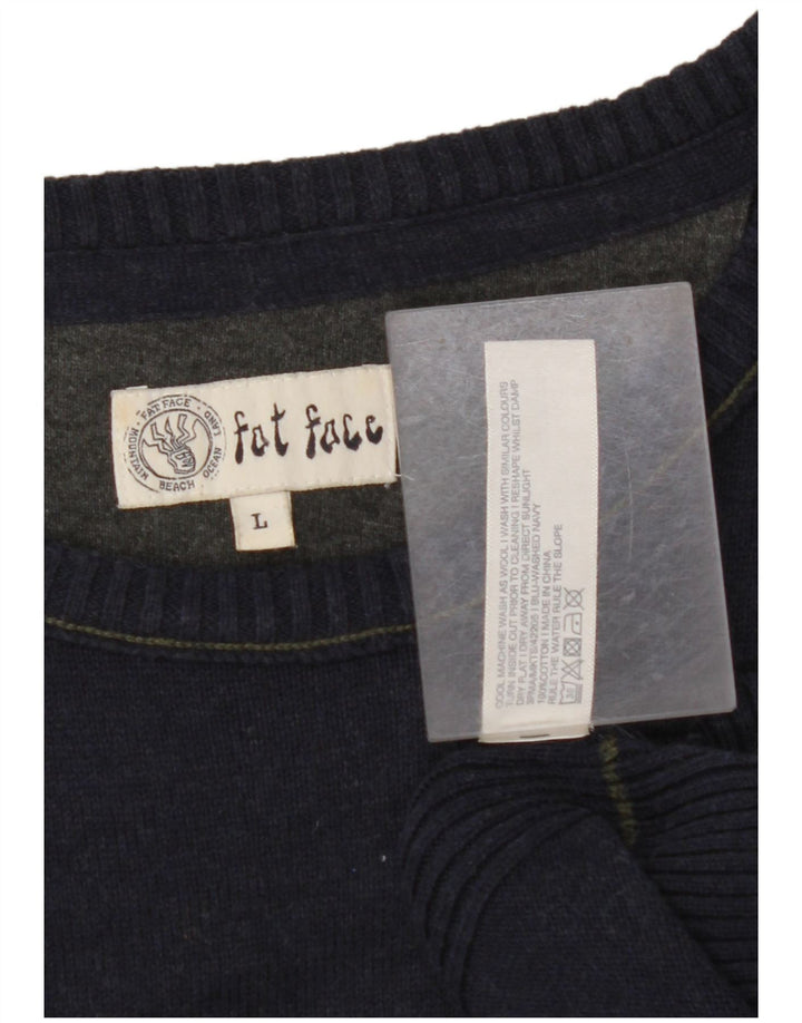 FAT FACE Jersey con cuello barco para hombre, talla grande, algodón azul marino