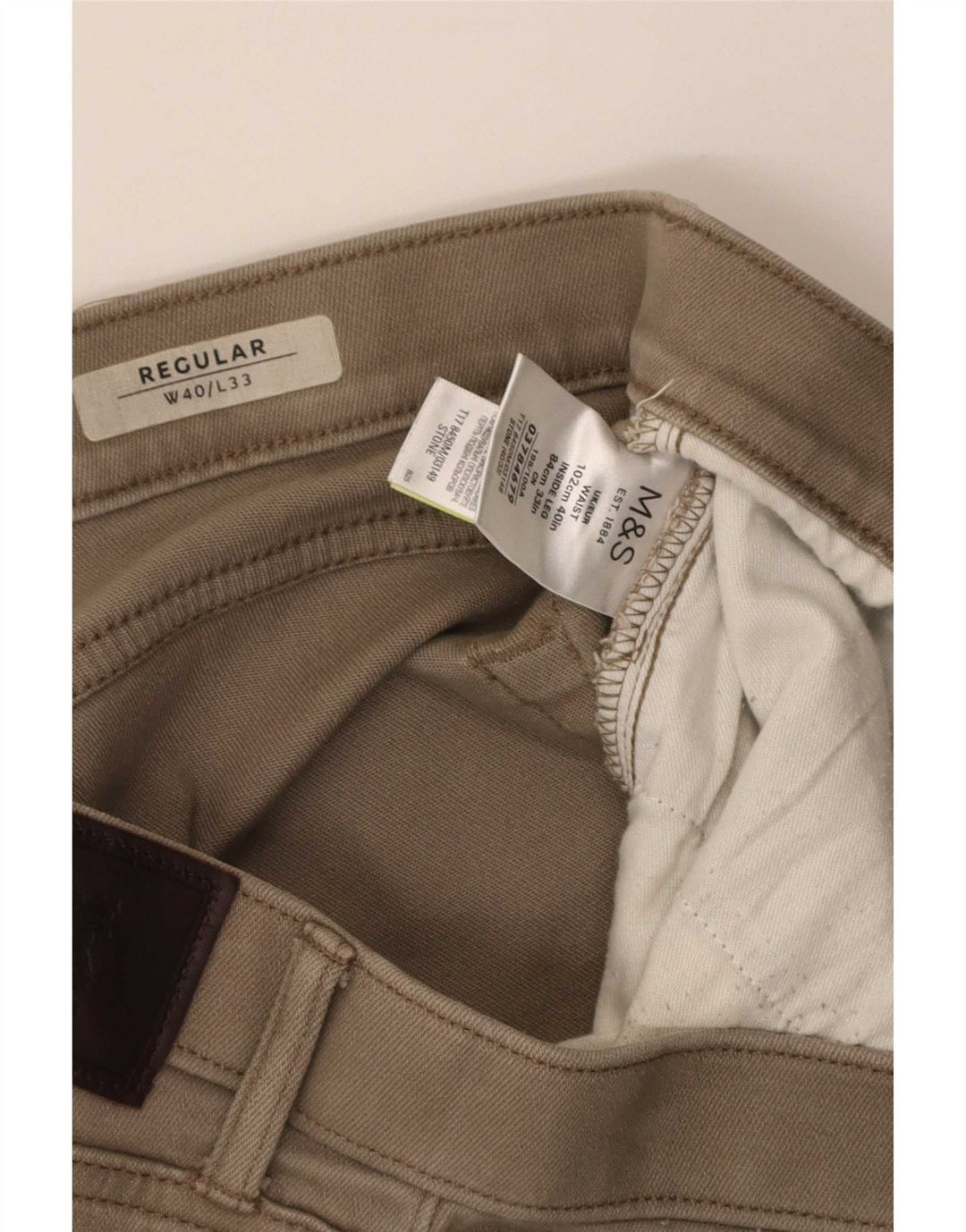 Marks & Spencer Pantalones Casuales Rectos Regulares para Mujer W40 L33 Beige
