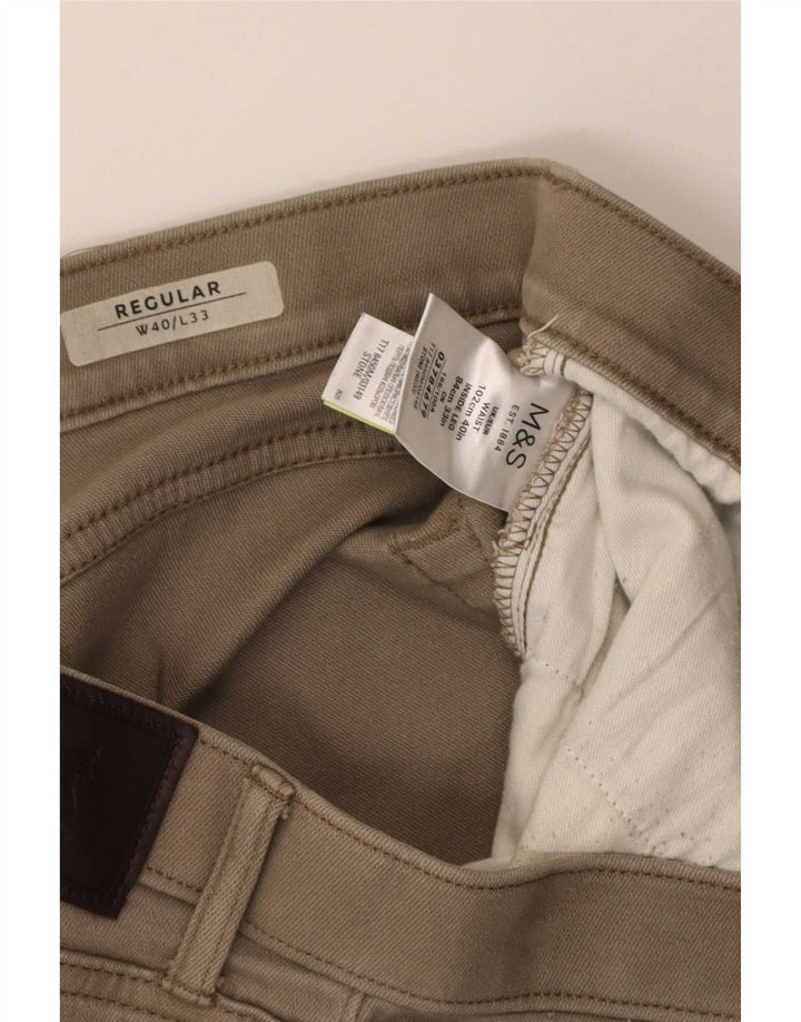 Marks & Spencer Pantalones Casuales Rectos Regulares para Mujer W40 L33 Beige