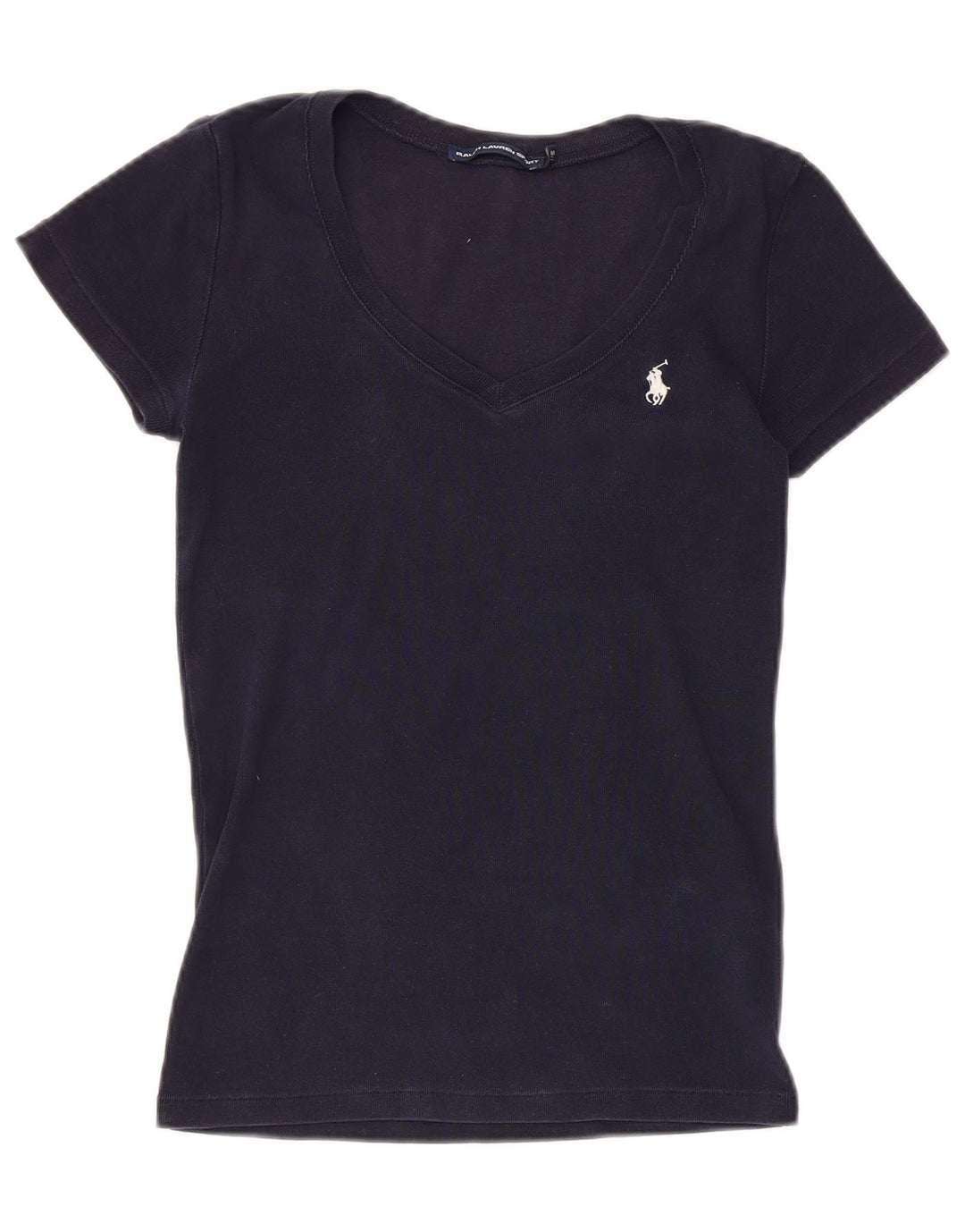 RALPH LAUREN Camiseta para mujer Top UK 8 Small Azul marino Algodón