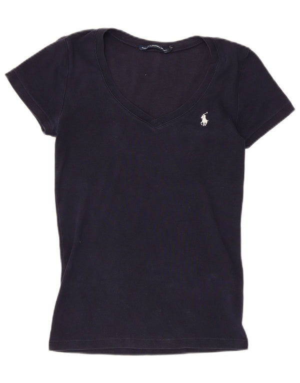 RALPH LAUREN Camiseta para mujer Top UK 8 Small Azul marino Algodón