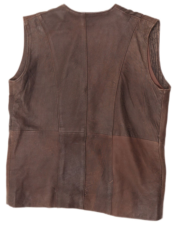 Chaleco de cuero vintage para hombre Reino Unido 38 Marrón medio
