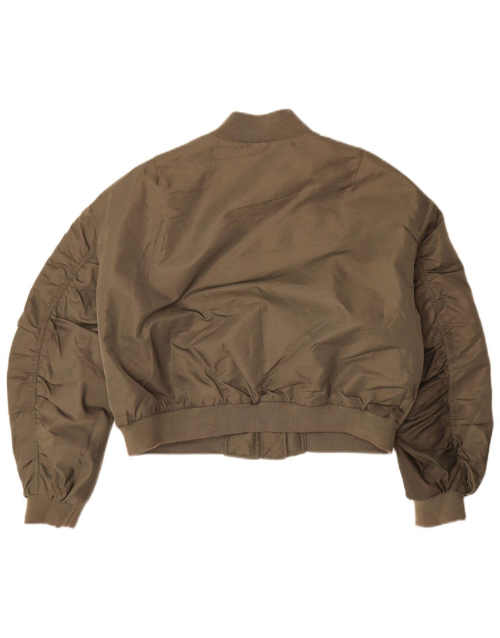 Zara Chaqueta de aviador de vuelo extragrande corta para mujer UK 14 Medium Khaki