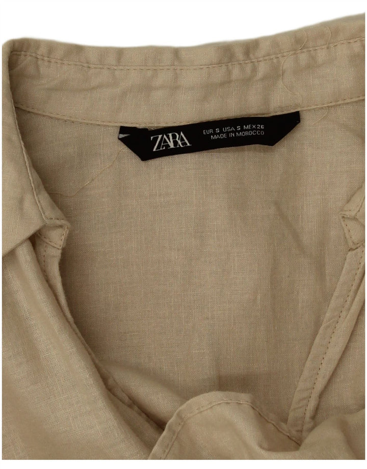 Zara Mujer Vestido Acampanado UK 40 Small Beige