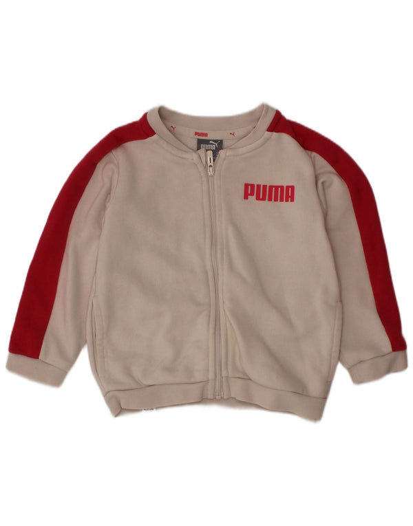 PUMA Chaqueta de chándal con estampado gráfico para niñas de 9 a 12 meses, color blanco