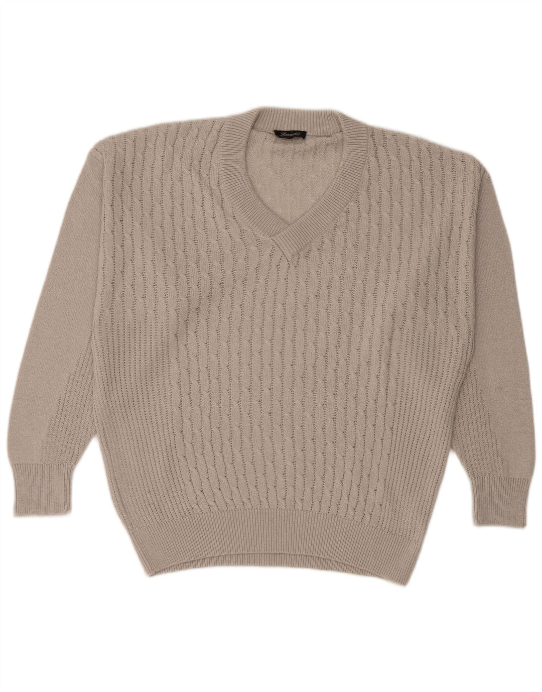 LEONARDO Jersey con Cuello en V para Hombre XL Gris Algodón