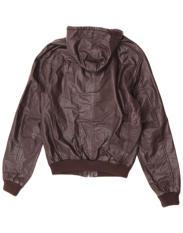 PEPE Jeans Chaqueta de cuero con capucha para hombre UK 36 Small Brown