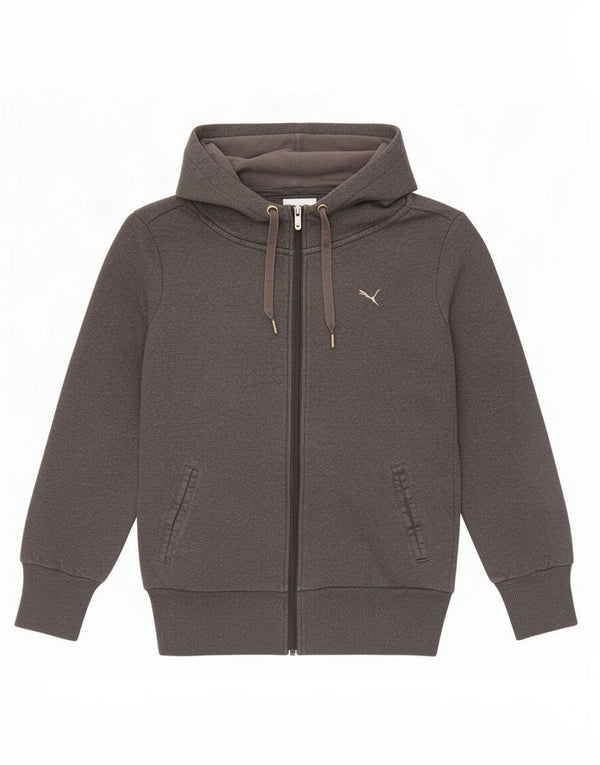 Puma Sudadera con capucha y cremallera para mujer UK 12 Algodón gris medio