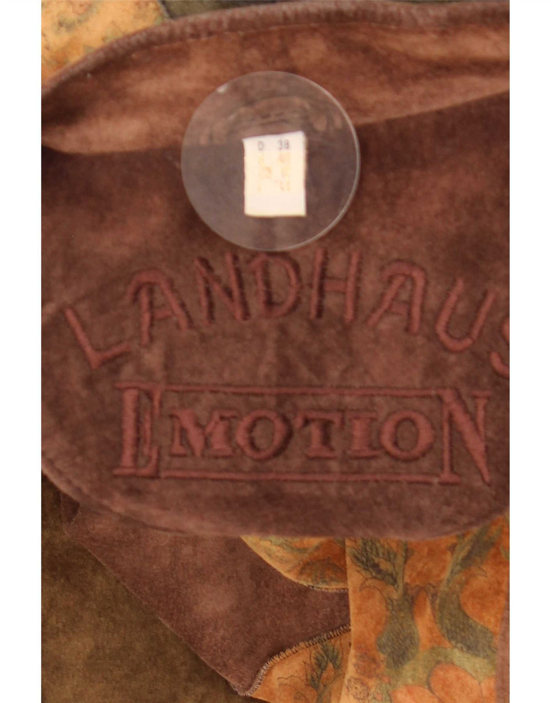 Landhaus Chaqueta de ante holgada para mujer UK 42 Cuero patchwork marrón medio