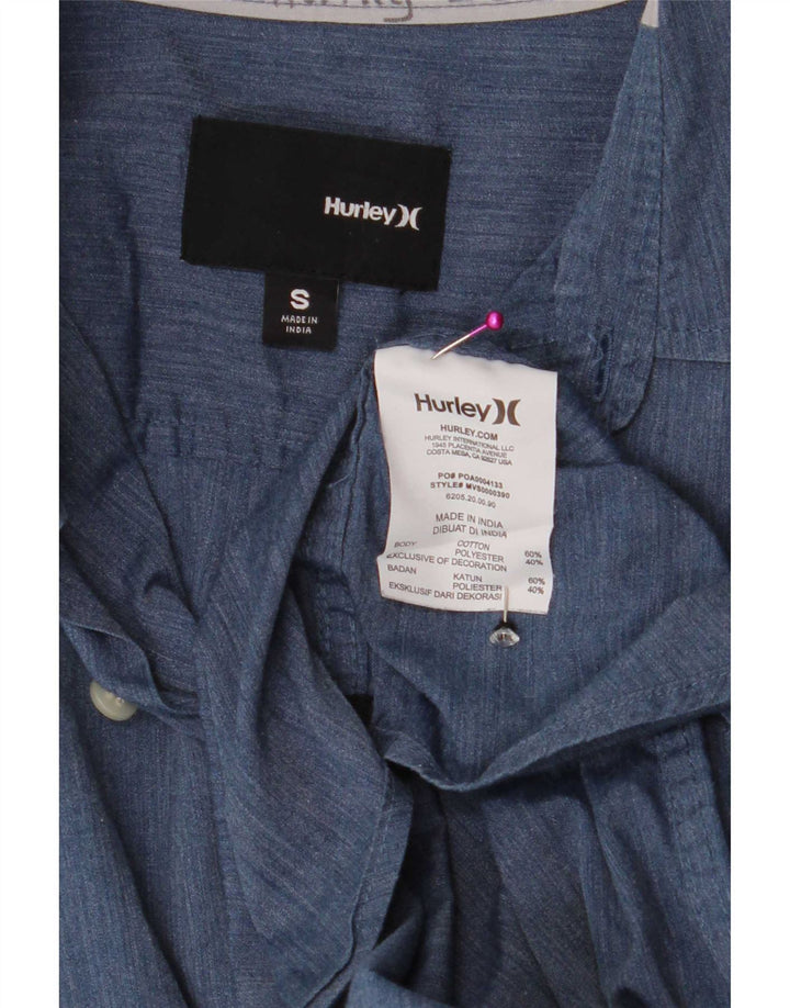 Camisa Hurley Hombre Manga Corta Small Azul Algodón