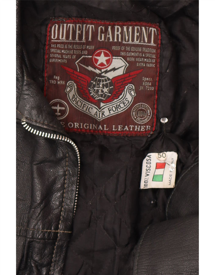 VINTAGE Chaqueta de cuero para hombre IT 50 Cuero negro grande