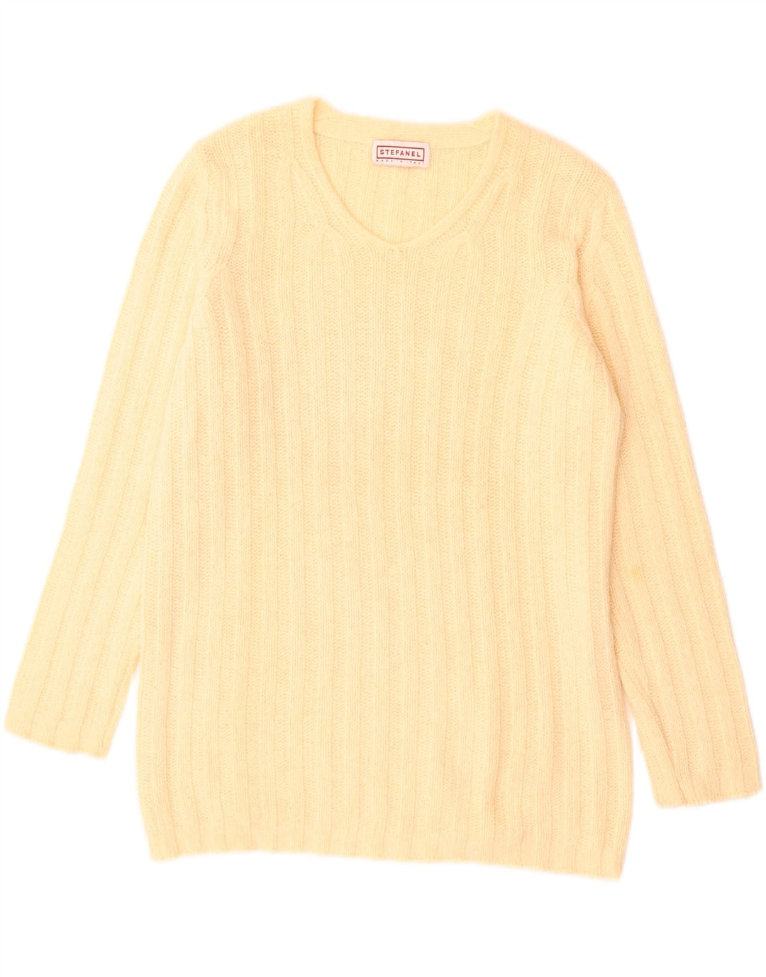Stefanel - Jersey con cuello en V para mujer, talla 40, color amarillo