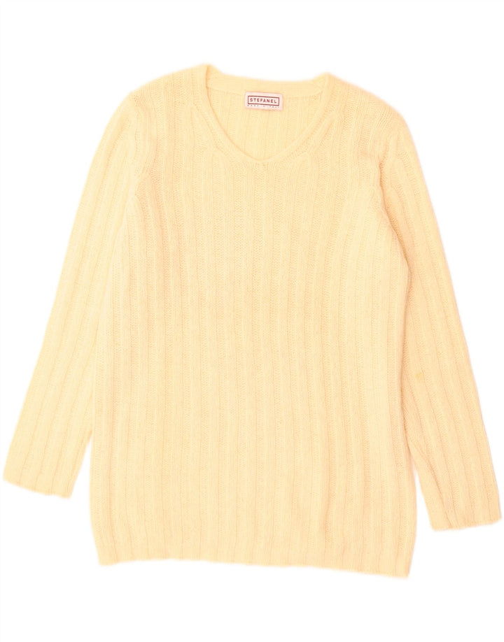 Stefanel - Jersey con cuello en V para mujer, talla 40, color amarillo