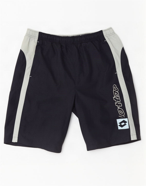 Lotto Shorts deportivos gráficos para hombre UK 40/42 Large Azul marino Colorblock Nylon