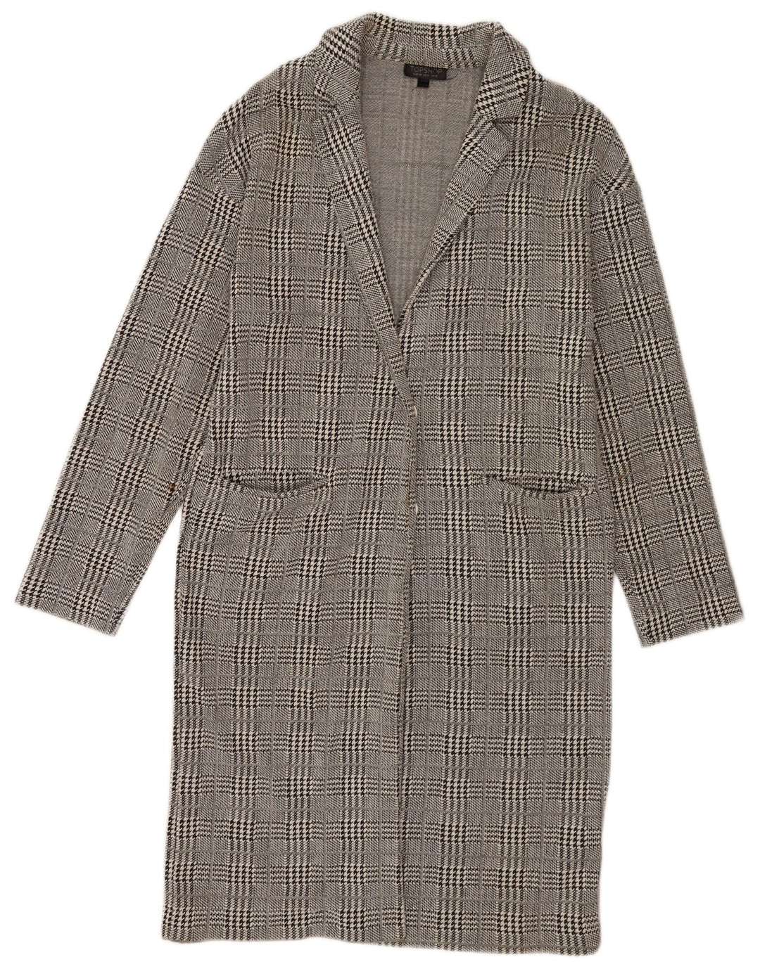 Topshop Abrigo para mujer UK 10 Small Gris Pata de gallo Algodón
