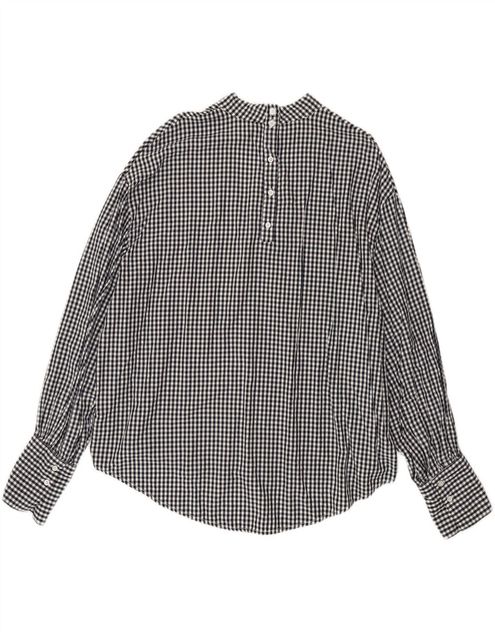 ZARA Womens Oversized Pullover Shirt UK 18 XL Black Gingham Lyocell