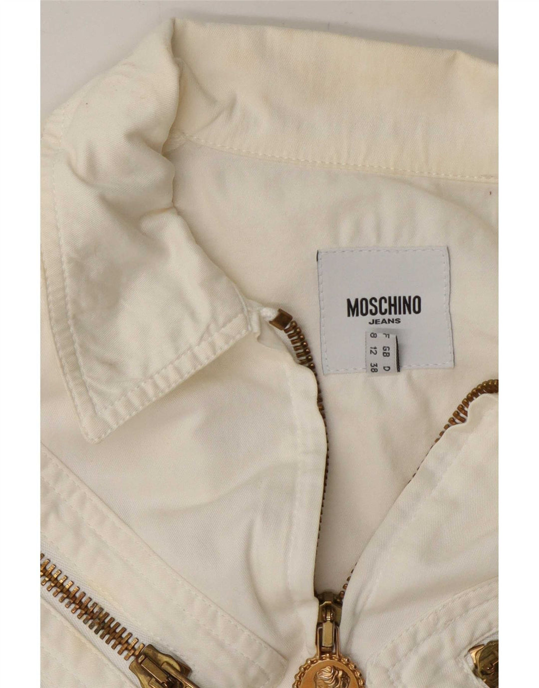 Moschino Chaqueta Bomber para Mujer UK 12 Mediana Off White Algodón