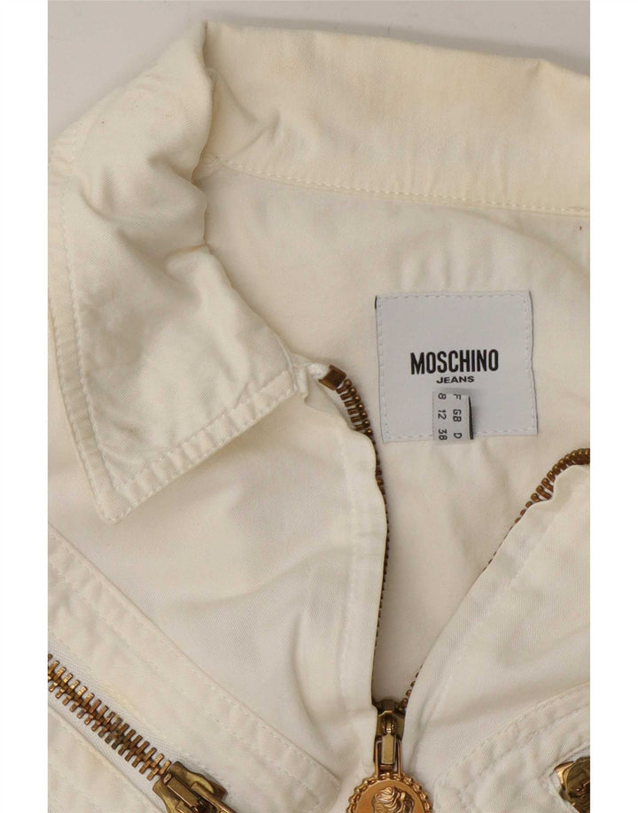 Moschino Chaqueta Bomber para Mujer UK 12 Mediana Off White Algodón