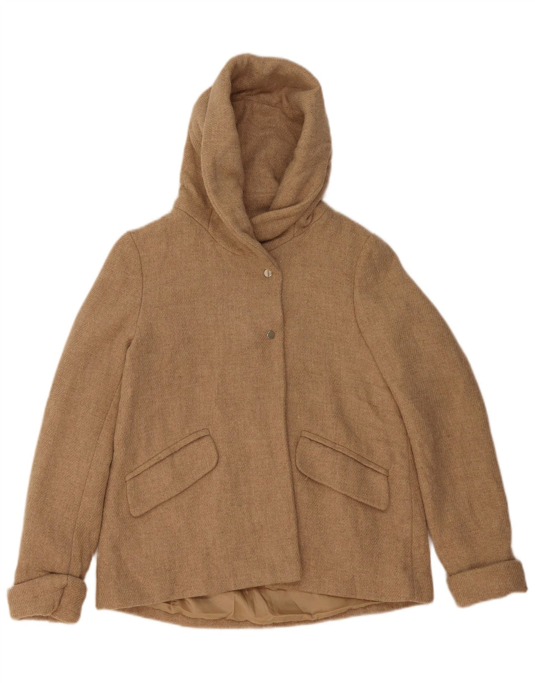 Zara Mujer Cazadora Bomber Con Capucha UK 6 XS Lana Beige