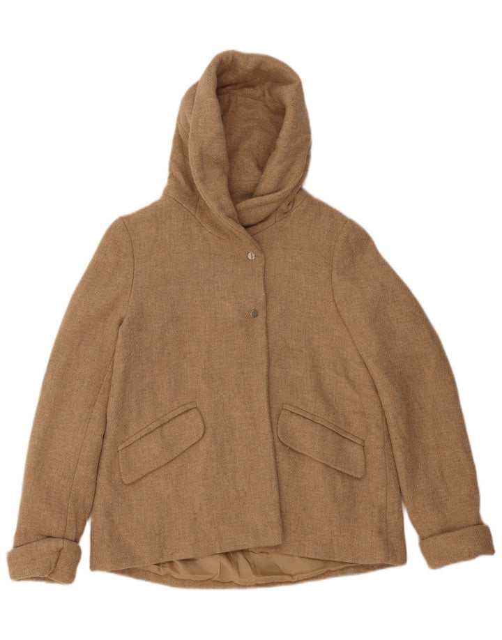 Zara Mujer Cazadora Bomber Con Capucha UK 6 XS Lana Beige