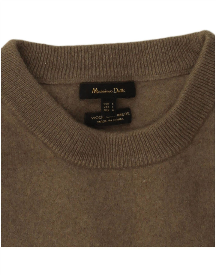 Massimo Dutti Jersey de cuello redondo para mujer, talla 40, talla grande, lana gris
