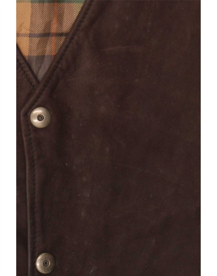 Chaleco de cuero vintage para hombre IT 56 2XL Marrón