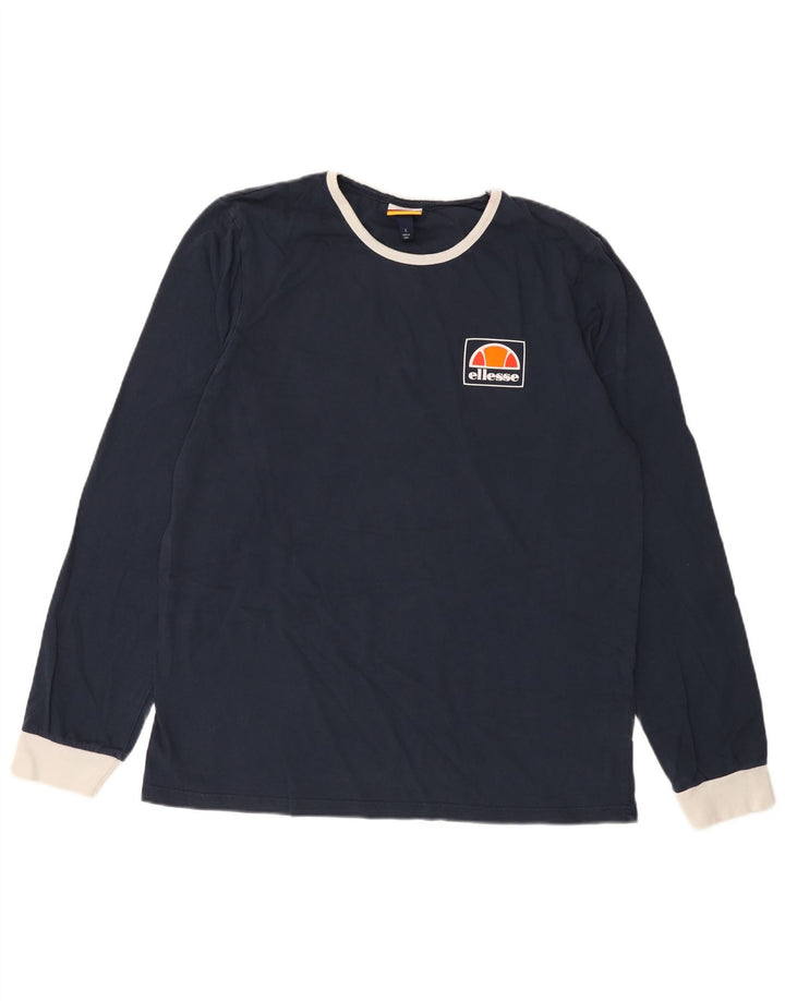 Ellesse Hombre Top Manga Larga Grande Algodón Azul Marino