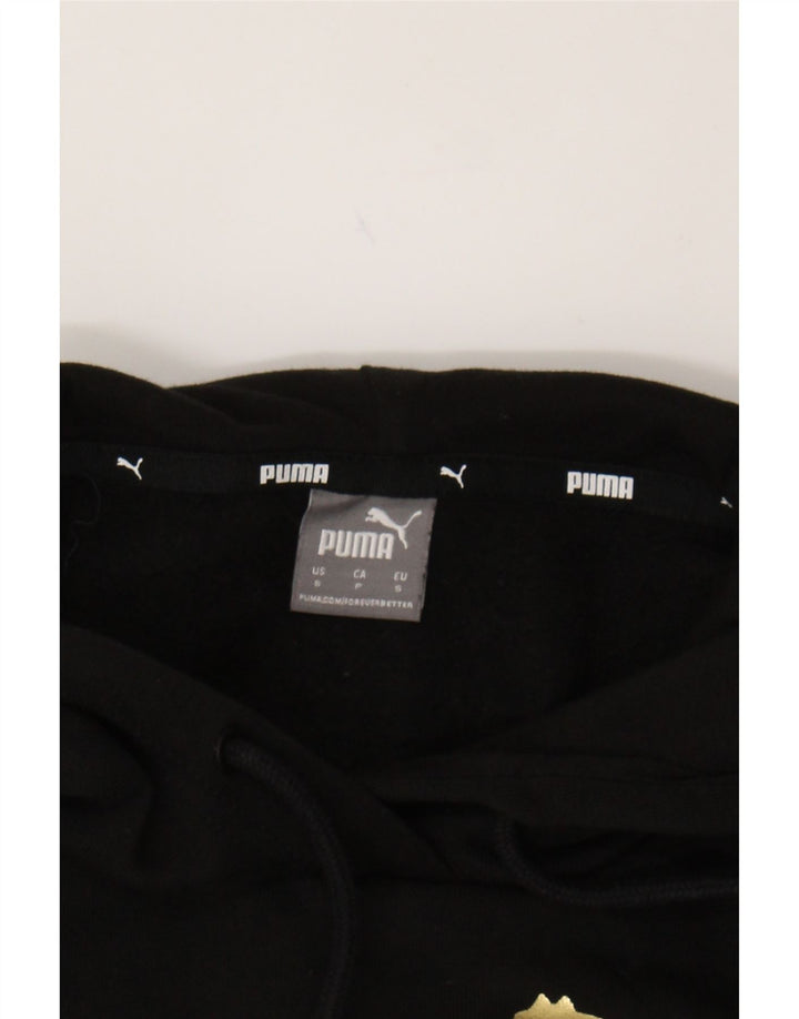 PUMA Mens Graphic Hoodie Jumper Small Black Cotton Vintage Puma and Second-Hand Puma from Messina Hembry 