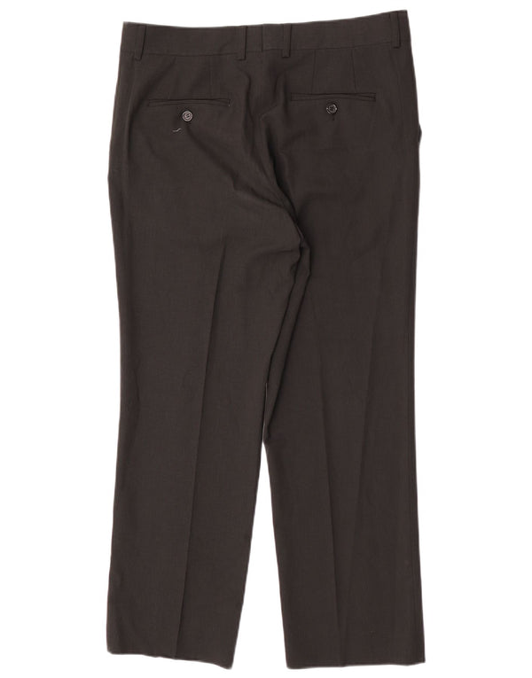Zara Pantalón de traje recto para hombre EU 44 Large W34 L27 Poliéster negro