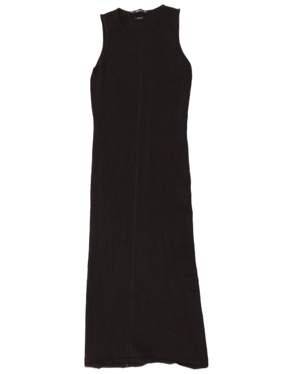 Zara Vestido Jersey Sin Mangas para Mujer UK 40 Mediano Lana Merino Negra
